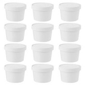 20/25 rinkiniai 8Oz vienkartiniai desertiniai puodeliai Ledų puodeliai pudingo želė Jogurto popieriniai dubenys su dangteliu vakarėlio reikmenimis