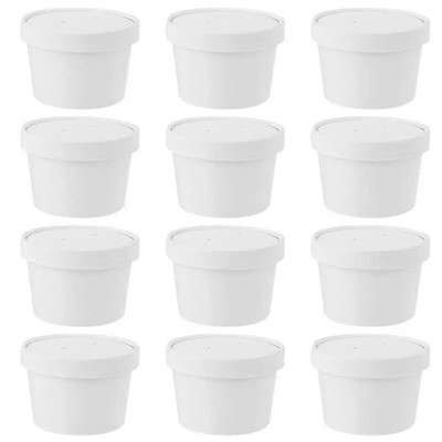 20/25 rinkiniai 8Oz vienkartiniai desertiniai puodeliai Ledų puodeliai pudingo želė Jogurto popieriniai dubenys su dangteliu vakarėlio reikmenimis