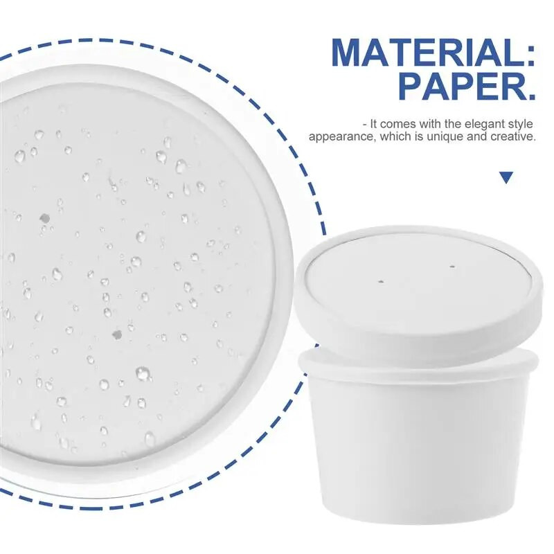 20/25 rinkiniai 8Oz vienkartiniai desertiniai puodeliai Ledų puodeliai pudingo želė Jogurto popieriniai dubenys su dangteliu vakarėlio reikmenimis