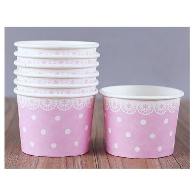 50 tk pabertopsid Sünnipäevapeo magustoidu tassi jäätisekauss kaanega Kvaliteetne multikas 200 ml väike ümmargune ühekordne