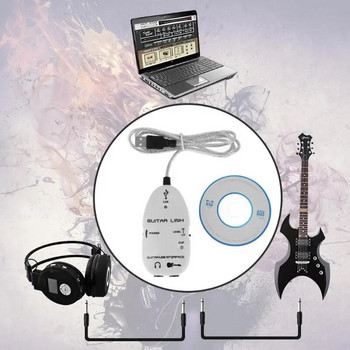 Interfaz de audio Guitar to USB Sound Player Κάρτα ήχου Effector Interfaz Link Καλώδιο ήχου Εξωτερική κάρτα ήχου