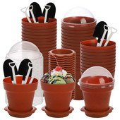 Cupe pentru desert cu capac Linguri Cupă de plastic Parfait Cupă pentru aperitiv 6,7 oz Mini ghiveci de flori drăguț Cupă pentru înghețată pentru prăjitură de murdărie