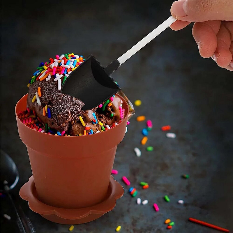 Cupe pentru desert cu capac Linguri Cupă de plastic Parfait Cupă pentru aperitiv 6,7 oz Mini ghiveci de flori drăguț Cupă pentru înghețată pentru prăjitură de murdărie