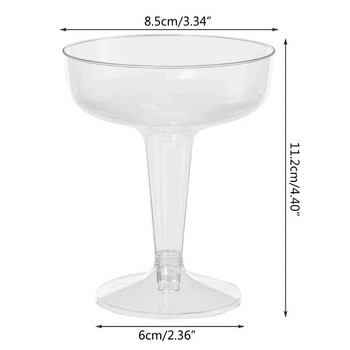 6 бр. Нови пластмасови чаши за шампанско за еднократна употреба Прозрачни пластмасови чаши за шампанско за партита Блестяща прозрачна пластмасова чаша