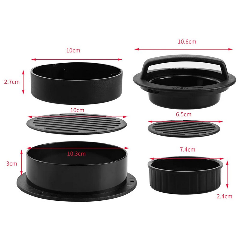 Aparat de presat pentru carne pentru hamburgeri din ABS, formă rotundă, antiaderent, chifteluțe de burger umplute cu carne de vită, grătar pentru plăcinte, mașină de presă, accesorii de bucătărie