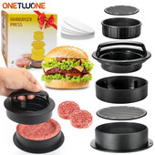 3 viename mėsainio mėsos presas, apvalios formos, nepridegantis, įdarytas jautienai, daržovėms, mėsainių mėsos formų formavimo aparatams Virtuvės priedai