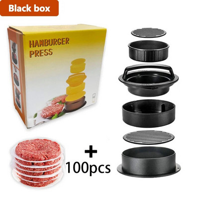 3 viename mėsainio mėsos presas, apvalios formos, nepridegantis, įdarytas jautienai, daržovėms, mėsainių mėsos formų formavimo aparatams Virtuvės priedai