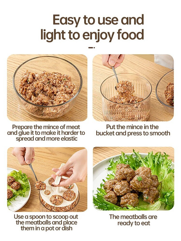 Mėsos kukulių gaminimo aparatas, mėsos kukulių preso formelės maltos mėsos laikymo talpykla Buitinė keptų kotletų gamyba