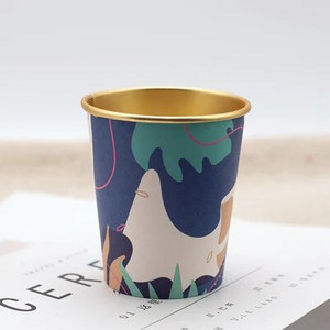 50 vnt. / pakuotė 7 uncijos / 210 ml Auksinis folijos popierinis puodelis Buitinis komercinis Aukštos klasės vienkartinis puodelis Vandens puodelis Arbatos puodelis Kavos puodelio pritaikymas