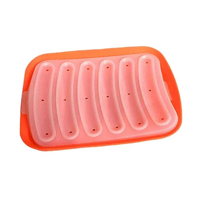 Kalup za izradu kobasica 6 rešetki Silikonski DIY kalupi za pravljenje hrenovki sa šunkom s poklopcem Kuhinjske kobasice Alati za pečenje kolača Kalupi