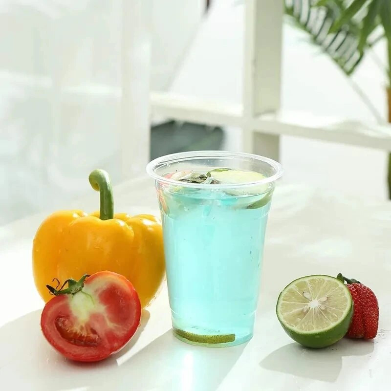 Φλιτζάνια Smoothie μιας χρήσης, Καπάκια με επίπεδη κορυφή με θόλο, Πλαστικά ποτήρια Milkshake Clear Strong Plastic Party Classes Beer Cups Clear