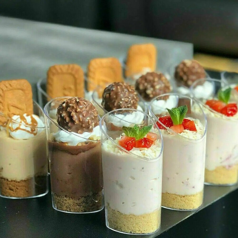 5 vnt., 80 ml vienkartiniai desertiniai puodeliai, skaidrūs plastikiniai ledų puodeliai, putėsių puodukai, namų vakarėlio vestuvių reikmenys