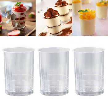 10 τμχ Στρογγυλή μους για κέικ Κύπελλα για επιδόρπιο Clear Plastic Drink Wine Jelly Cup Tumbler Cup