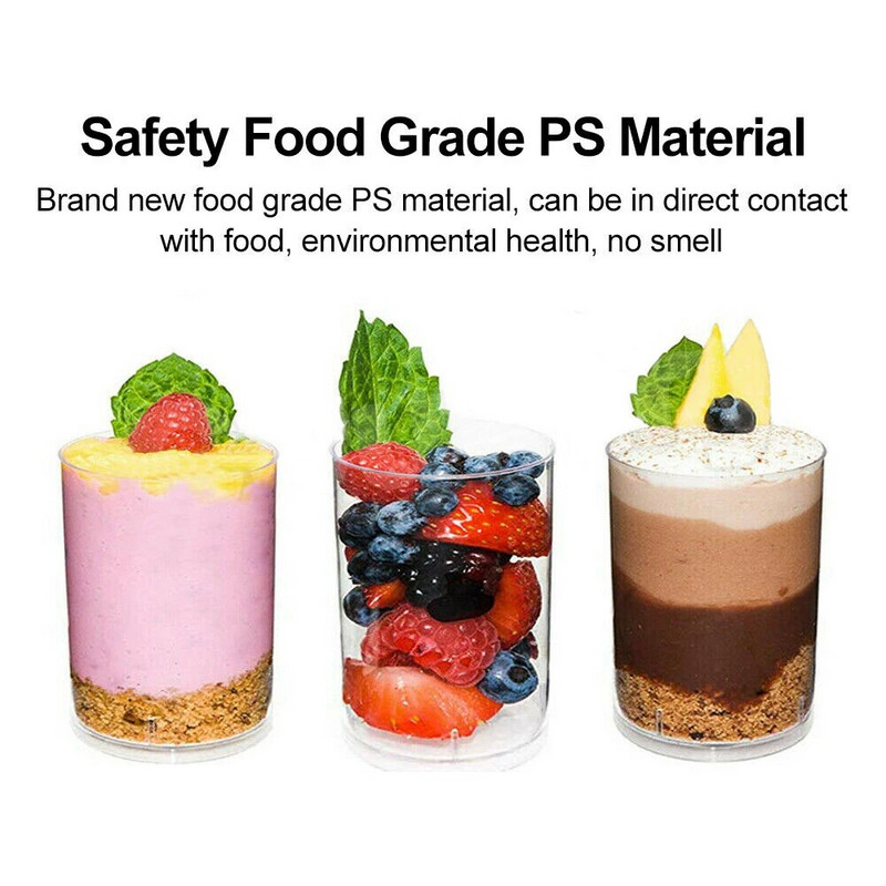 10 τμχ Στρογγυλή μους για κέικ Κύπελλα για επιδόρπιο Clear Plastic Drink Wine Jelly Cup Tumbler Cup