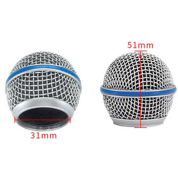 Κεφαλή αντικατάστασης μικροφώνου από χάλυβα πλέγματος χειρός Γκριλ μικροφώνου Διχτυωτή κεφαλή για 58 μικρόφωνο ταιριάζει για Shure-Beta
