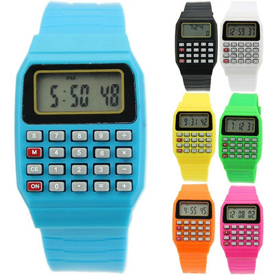 Детски електронен калкулатор Силиконова дата Ръчен часовник с многофункционална клавиатура