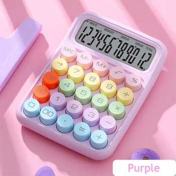 Korea Kawaii Calculator Cartoon Candy Color Silent Mechanical Keyboard Desktop Financial and Accounting Learning Calculator