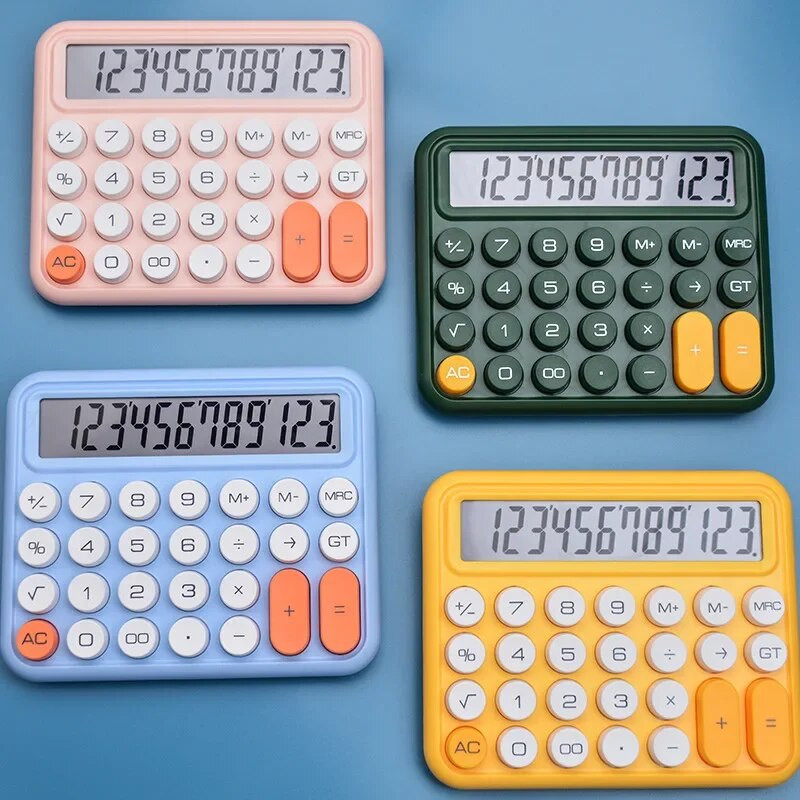 Coreea Kawaii Calculator Cartoon Candy Color Silențios Tastatură mecanică Calculator de birou pentru învățare financiară și contabilă