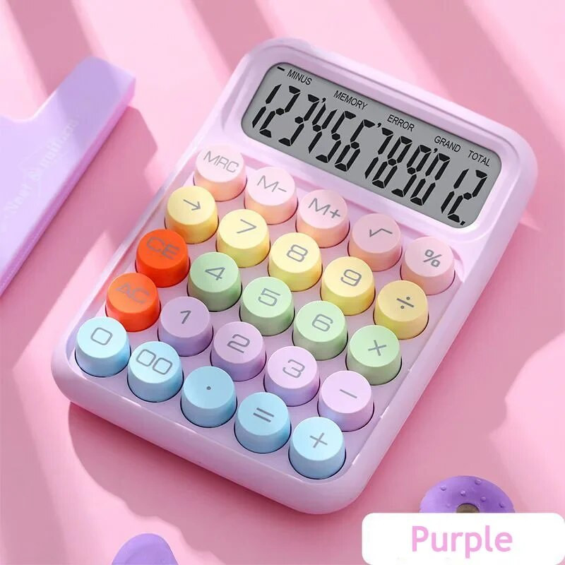 Coreea Kawaii Calculator Cartoon Candy Color Silențios Tastatură mecanică Calculator de birou pentru învățare financiară și contabilă