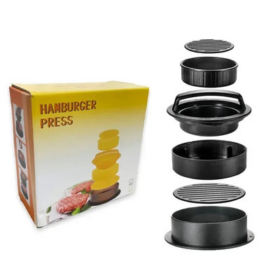 3 viename mėsainio mėsos preso formelių kotletų gaminimo aparatas, nelipnus įdaryti mėsainių formelės jautienos paplotėliai ABS apvalios formos formos virtuvės priedai