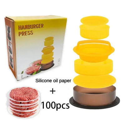 3 viename mėsainio mėsos preso formelių kotletų gaminimo aparatas, nelipnus įdaryti mėsainių formelės jautienos paplotėliai ABS apvalios formos formos virtuvės priedai