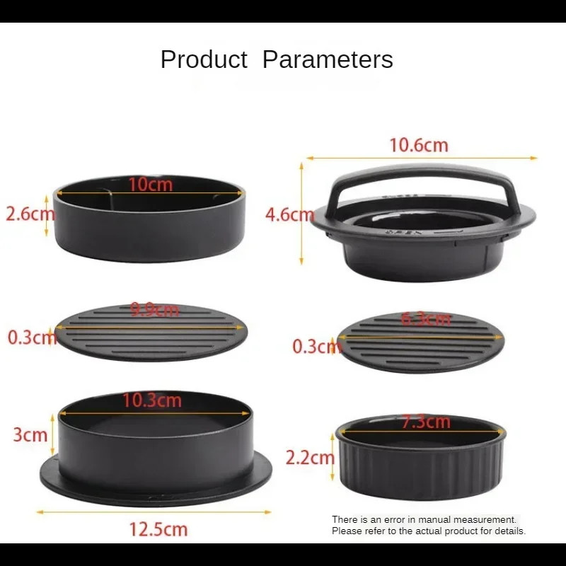 3 viename mėsainio mėsos preso formelių kotletų gaminimo aparatas, nelipnus įdaryti mėsainių formelės jautienos paplotėliai ABS apvalios formos formos virtuvės priedai