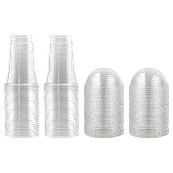 40/50 бр. 460/600 мл Прозрачни пластмасови чаши за еднократна употреба Мляко Чай Сок Студена напитка Смути Чаши за напитки с капак