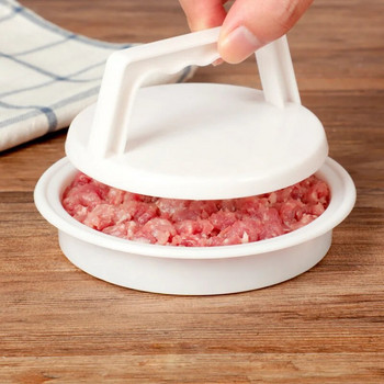 1PC Кухненски инструмент Преса за хамбургер с кръгла форма Patty Maker Mold Mold Хранителна пластмаса за хамбургер, месо, говеждо месо, скара за бургери, преса