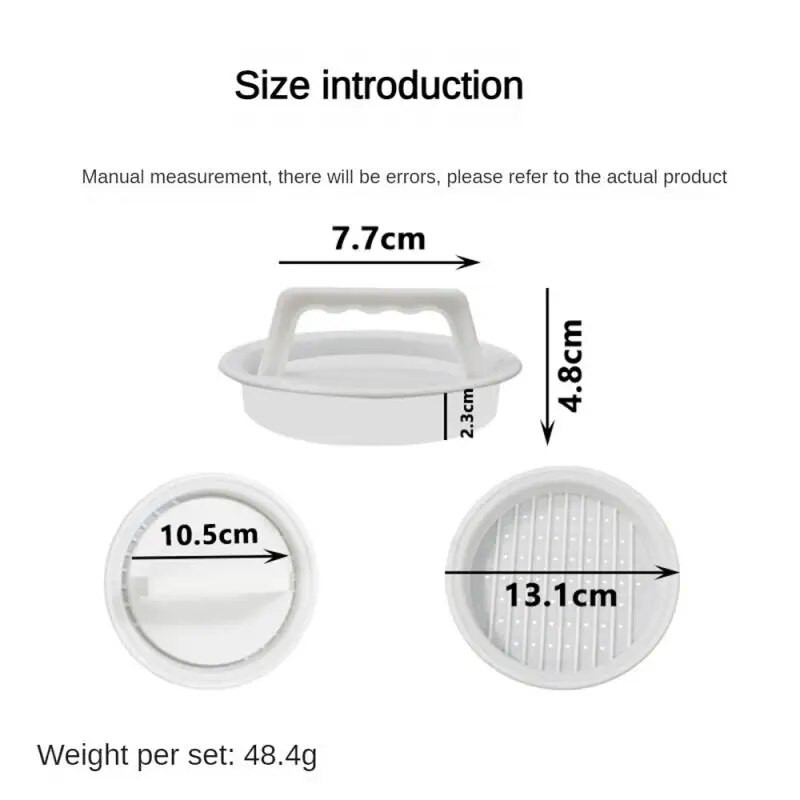 1 vnt. virtuvės įrankis, apvalios formos mėsainio presas, kotletų gaminimo formavimo formelės, maistinės plastikinės mėsainio mėsainių mėsos jautienos kepsninės mėsainių presas