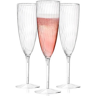 8db műanyag pezsgőspoharak 8 uncia kemény, eldobható borospoharak Mimóza Esküvői ivás Pirítós Életmű Műanyag pezsgőfuvola