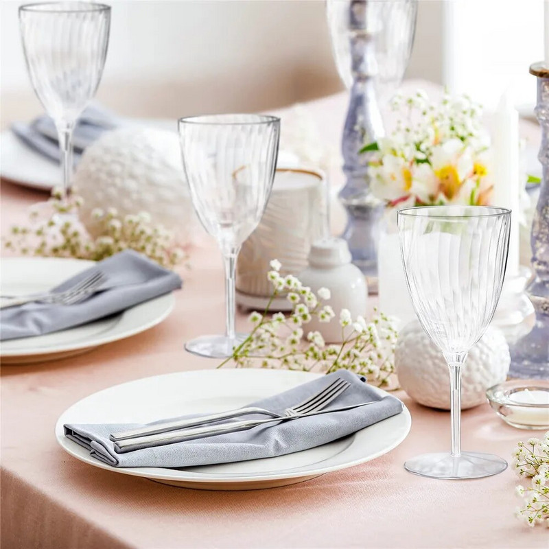 8db műanyag pezsgőspoharak 8 uncia kemény, eldobható borospoharak Mimóza Esküvői ivás Pirítós Életmű Műanyag pezsgőfuvola