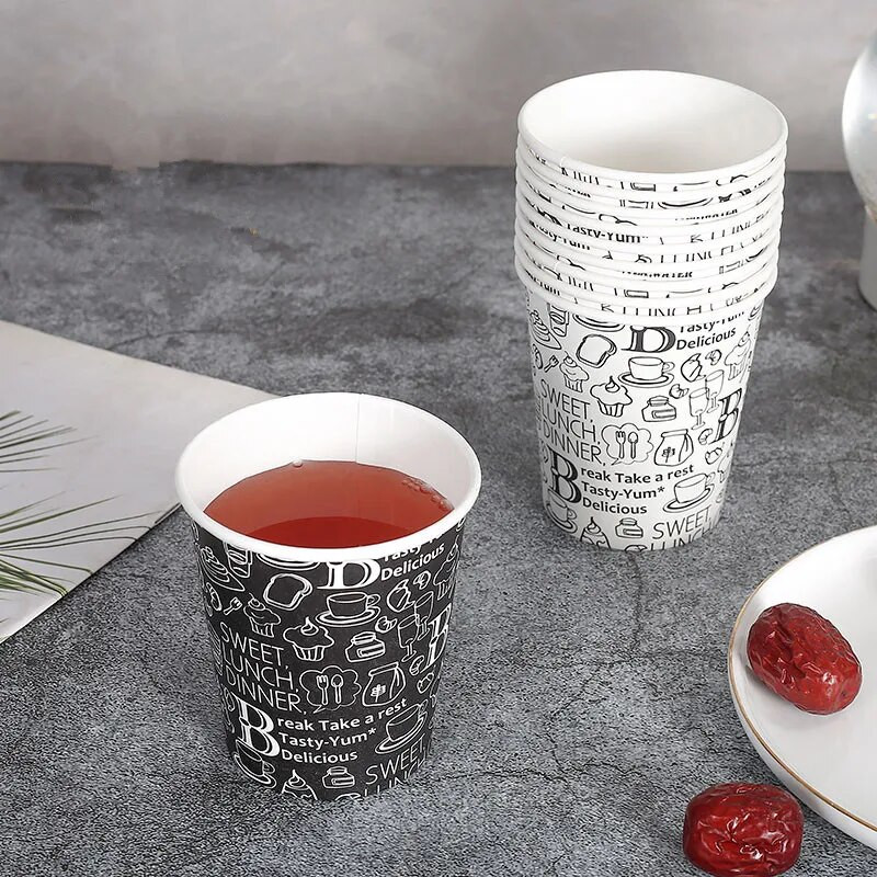 100db/csomag 200ml Rajzfilm eldobható papírpohár kávéscsésze forró ivó kellékek