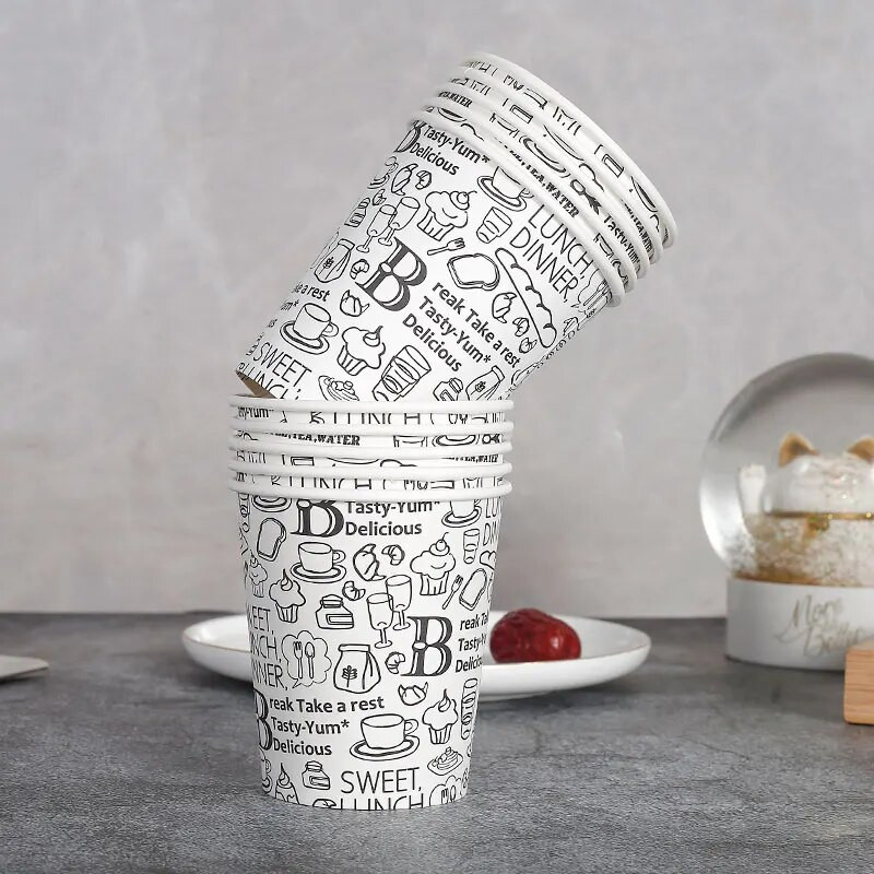 100db/csomag 200ml Rajzfilm eldobható papírpohár kávéscsésze forró ivó kellékek