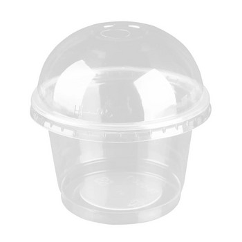 25 τμχ 250ml Κύπελλο σαλάτας μιας χρήσης Διαφανές πλαστικό δοχείο για επιδόρπιο με καπάκι για Bar Cafe Home (Κάπα με Θόλο με Τρύπα)