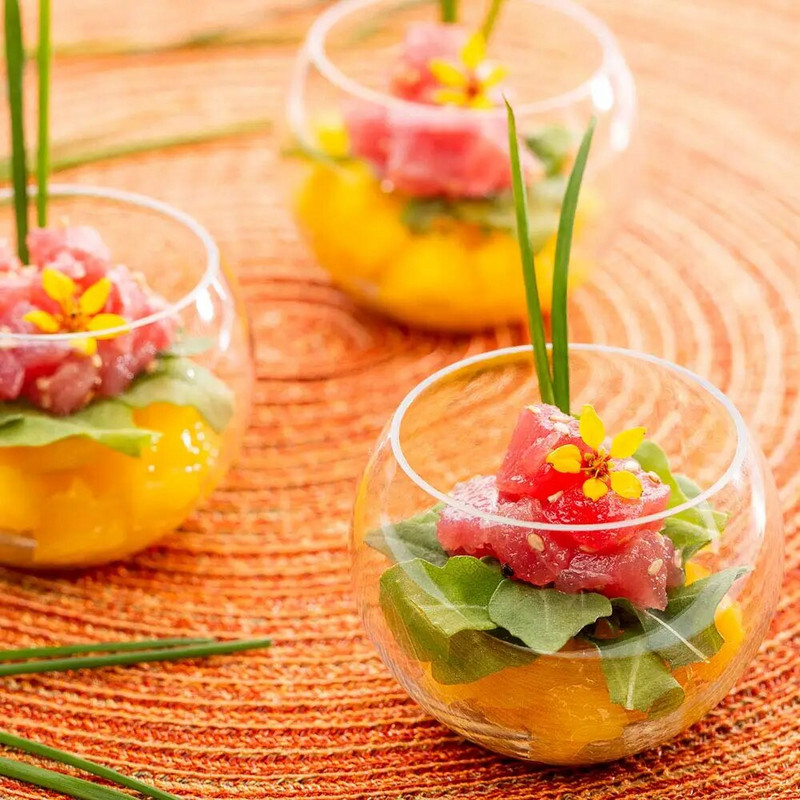 20db mini desszertes csészék Műanyag kerek parfé előétel csészék Party apróság lövöldözős desszert kóstoló tálaló poharak