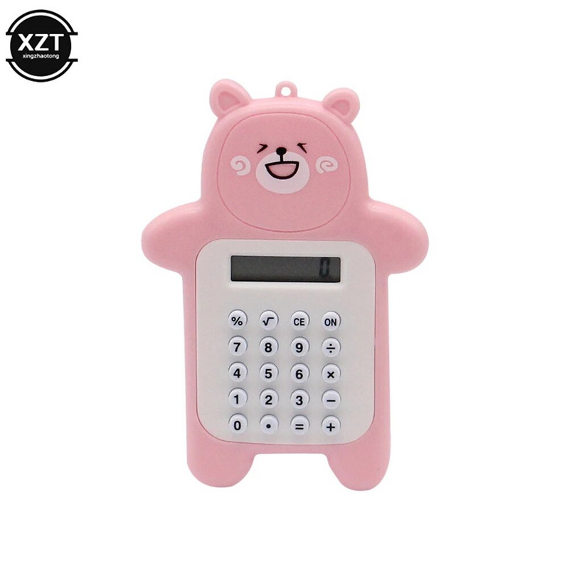 Mini calculator portabil, dimensiune de buzunar, afișaj cu 8 cifre, buton subțire de desene animate, Calculator drăguț, rechizite școlare pentru copii