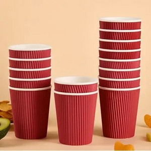 Vienkartinis dvisluoksnis gofruotas storas kavos popierius karšto gėrimo puodelis 280 ml plastikiniai puodeliai Cupcake