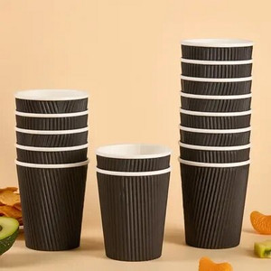 Vienkartinis dvisluoksnis gofruotas storas kavos popierius karšto gėrimo puodelis 280 ml plastikiniai puodeliai Cupcake