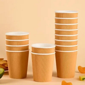 Vienkartinis dvisluoksnis gofruotas storas kavos popierius karšto gėrimo puodelis 280 ml plastikiniai puodeliai Cupcake