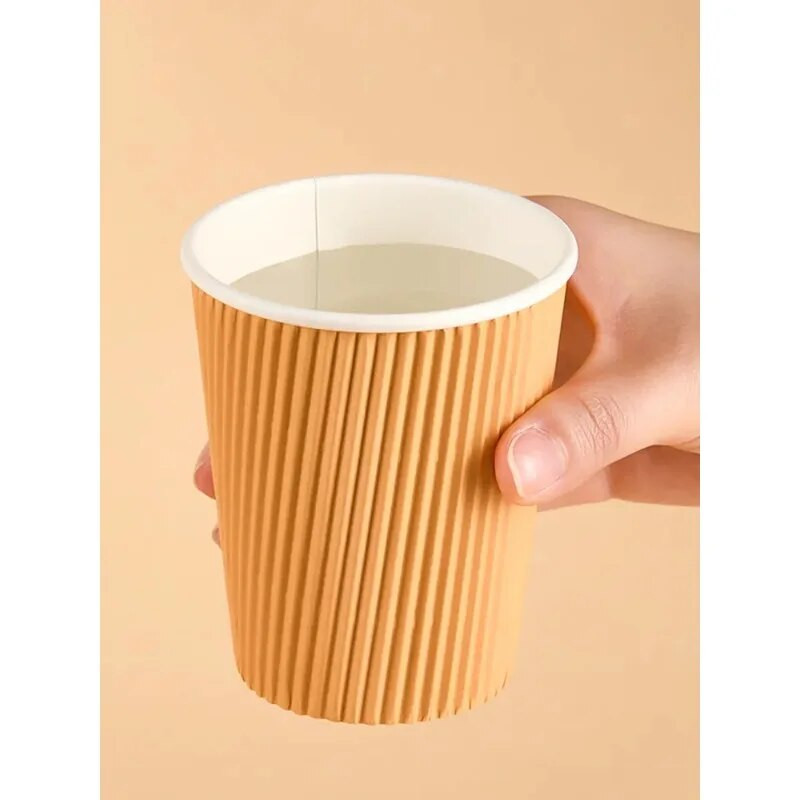 Vienreizējās lietošanas divslāņu gofrēta bieza kafijas papīra krūze karstai dzeršanai, 280 ml plastmasas krūzes cupcake  