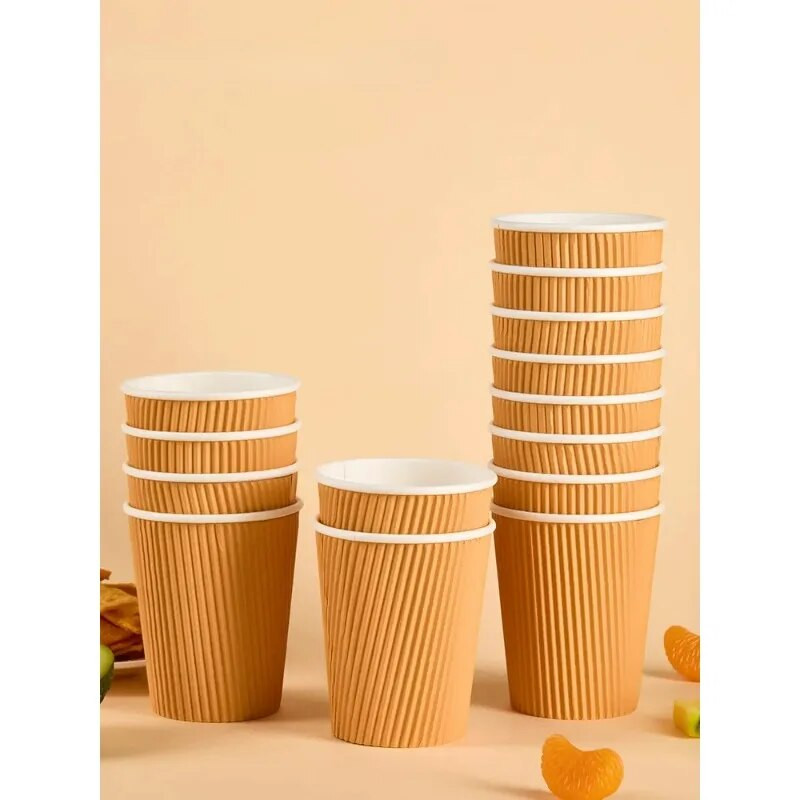 Vienreizējās lietošanas divslāņu gofrēta bieza kafijas papīra krūze karstai dzeršanai, 280 ml plastmasas krūzes cupcake  