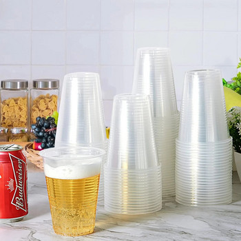 100PCS Нова прозрачна пластмасова чаша за еднократна употреба Пикник на открито Рожден ден Кухня Парти Дегустация на посуда Пластмасови чаши за пикник