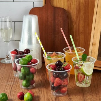 100PCS Нова прозрачна пластмасова чаша за еднократна употреба Пикник на открито Рожден ден Кухня Парти Дегустация на посуда Пластмасови чаши за пикник