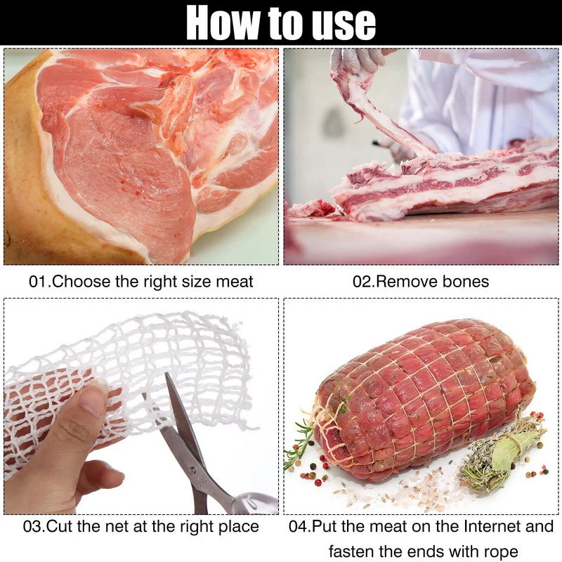 Bucătărie Plasă de uz casnic Buzunar Plasă de porc la grătar Copita împletită Cadru liber Linie de frânghie Set Cot Accesorii din bumbac Set plasă 5M