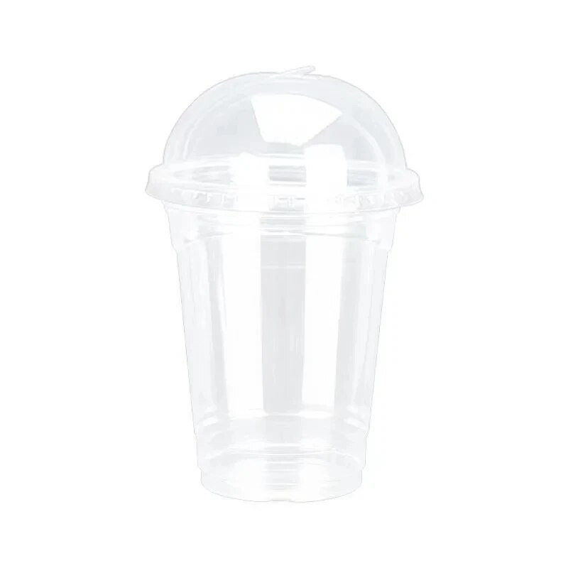 50 vnt Vaisių puodeliai Vienkartinis ledinis burbulinis arbatos puodelis su dangteliu Smoothie Vienkartiniai šalto gėrimo puodeliai Kupolo dangteliai
