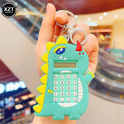 Kūrybinis skaičiuotuvas raktų pakabukas Mini dinozaurinis silikoninis nešiojamasis raktų pakabukas skaičiuotuvas pakabinamas mokinio mokyklinės rankinės raktų laikiklio priedai