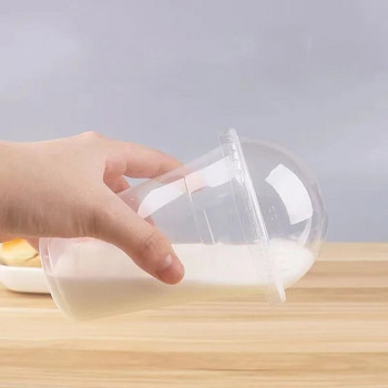 Прозрачни пластмасови чаши за еднократна употреба с куполообразни капаци за чай, плодов сок, млечен чай, прозрачна чаша за сок с капаци, 50 бр., 380 мл
