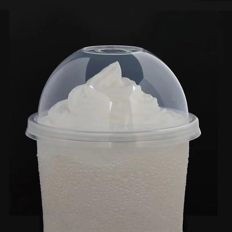 Prozirne plastične čaše za jednokratnu upotrebu s kupolastim poklopcima za čaj, voćni sok, mlijeko, čaj, prozirna čaša za sok s poklopcima, 50 komada 380 ml