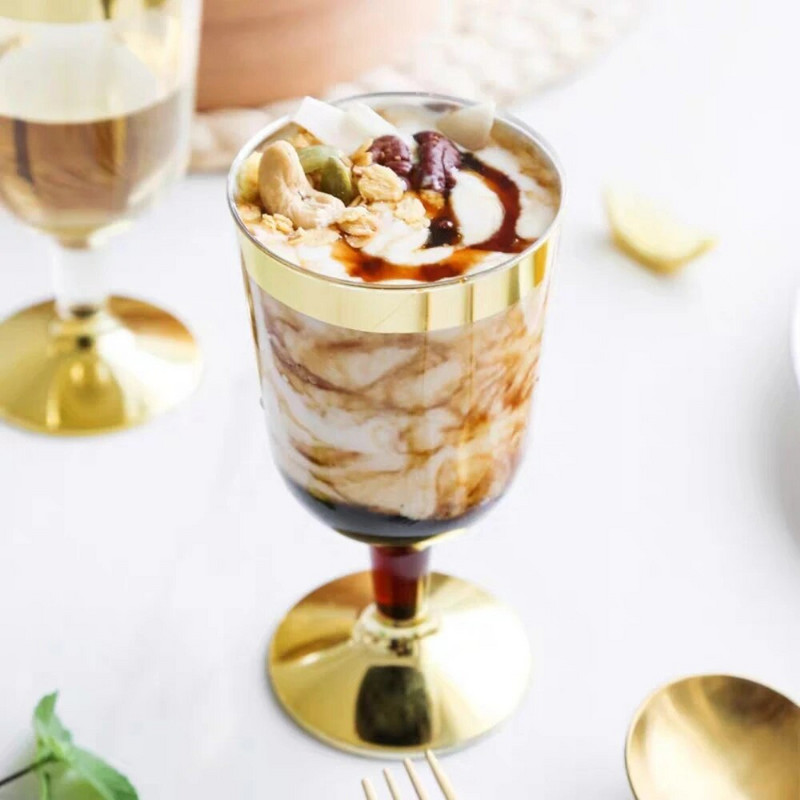 Kuldsed šampanjaflöödid Ühekordsed plastikust šampanjaklaasid Pulmapeo kokteilitopsid pidustustarbed