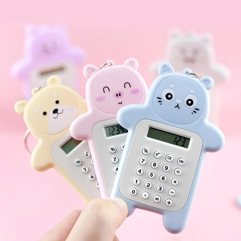 Animacinių filmų kišeninis mini skaičiuotuvas Rankinis kišeninis monetų baterijos Skaičiuoklė Nešiotis priedai Calculadoras Mokyklos biuro skaičiuoklė